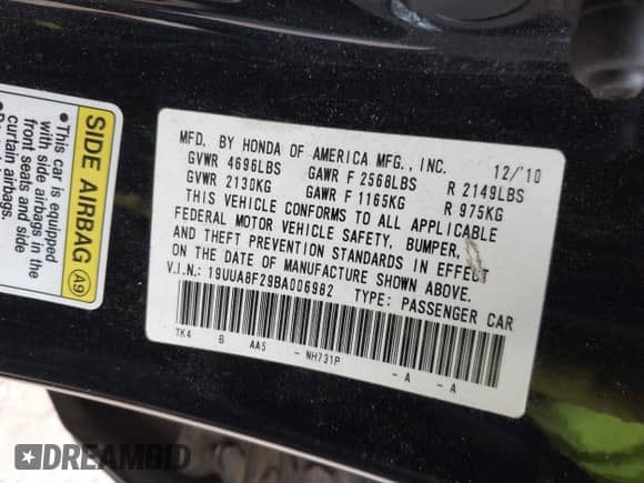 2011 Acura TL z VIN 19UUA8F29BA006982, wystawiony jako IAAI lot #43317743 z przebiegiem 296 026 mil mil oraz . Historia ofert i sprzedaży dostępna na DreamBid. Obrazek 9.