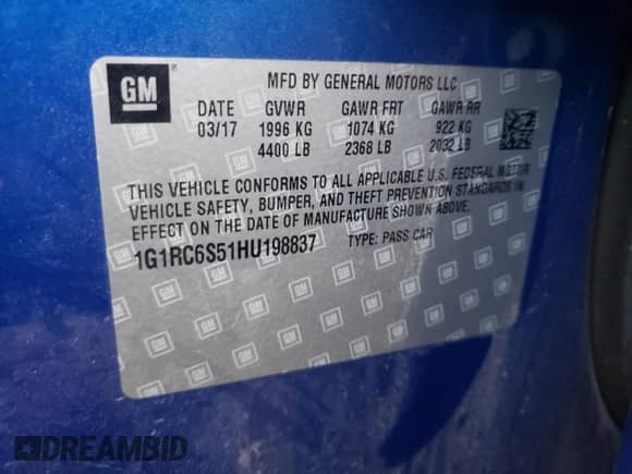 2017 Chevrolet Volt LT с VIN 1G1RC6S51HU198837, выставлен на аукционе Copart как лот 36492373 с пробегом 38 056 миль миль и . История ставок и продаж доступна на DreamBid. Изображение 12.