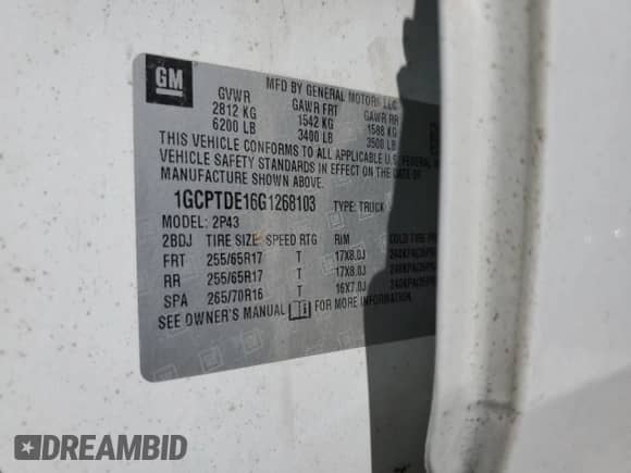 2016 Chevrolet Colorado 4WD Z71 z VIN 1GCPTDE16G1268103, wystawiony jako Copart lot #59140095 z przebiegiem 87 105 mil mil oraz Szkoda całkowita • Salvage title. Historia ofert i sprzedaży dostępna na DreamBid. Obrazek 12.