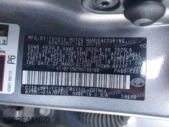 2017 Toyota Camry XLE с VIN 4T1BF1FK7HU789169, выставлен на аукционе IAAI как лот 43289522 с пробегом 90 629 миль миль и . История ставок и продаж доступна на DreamBid. Изображение 9.