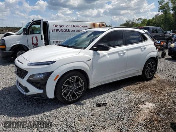 2023 Hyundai Kona N Line with VIN KM8K33A30PU000945, listed as a Copart auction lot 61163535 with 38,399 mi miles and Salvage title. Bid and sale history available at DreamBid. Image 1.