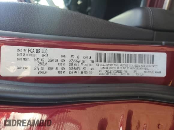 2019 Dodge Durango Citadel с VIN 1C4SDJET1KC549522, выставлен на аукционе Copart как лот 85815184 с пробегом 73 649 миль миль и Списание • Salvage title. История ставок и продаж доступна на DreamBid. Изображение 14.