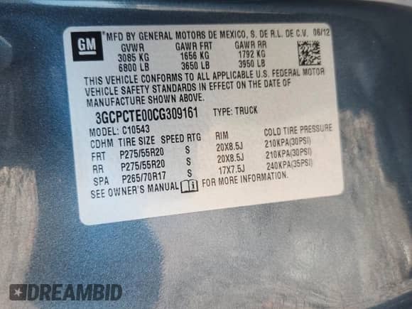 2012 Chevrolet Silverado 1500 LTZ with VIN 3GCPCTE00CG309161, listed as a Copart auction lot 60645445 with 159,644 mi miles and Salvage title. Bid and sale history available at DreamBid. Image 13.