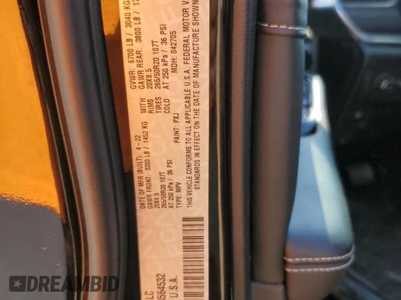 2022 Jeep Grand Cherokee Overland с VIN 1C4RJKDG1N8564532, выставлен на аукционе Copart как лот 68621285 с пробегом 52 604 миль миль и Чистый • Clean title. История ставок и продаж доступна на DreamBid. Изображение 13.