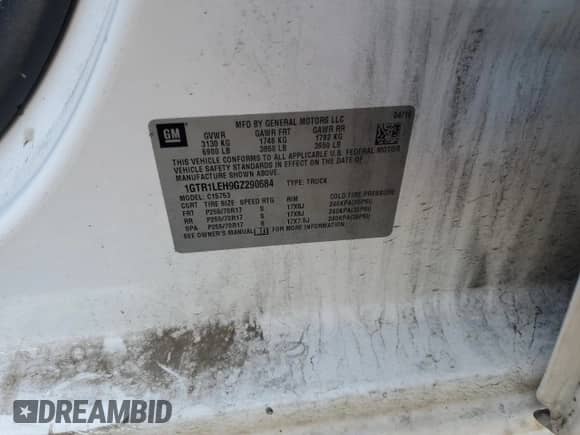 2016 GMC Sierra 1500 z VIN 1GTR1LEH9GZ290684, wystawiony jako Copart lot #71769714 z przebiegiem Nie podano mil oraz Szkoda całkowita • Salvage title. Historia ofert i sprzedaży dostępna na DreamBid. Obrazek 14.
