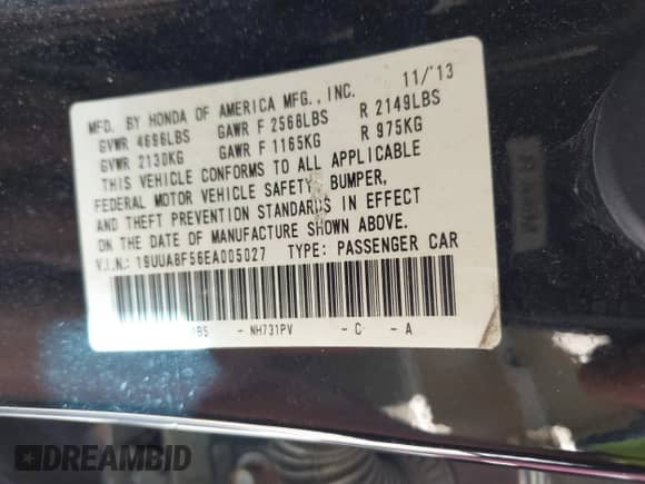 2014 Acura TL Technology z VIN 19UUA8F56EA005027, wystawiony jako IAAI lot #42580346 z przebiegiem 126 937 mil mil oraz . Historia ofert i sprzedaży dostępna na DreamBid. Obrazek 9.