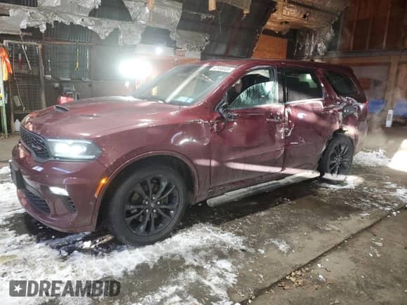 2021 Dodge Durango R/T with VIN 1C4SDJCT4MC751549, listed as a Copart auction lot 42956635 with 24,283 mi miles and Salvage title. Bid and sale history available at DreamBid. Image 1.