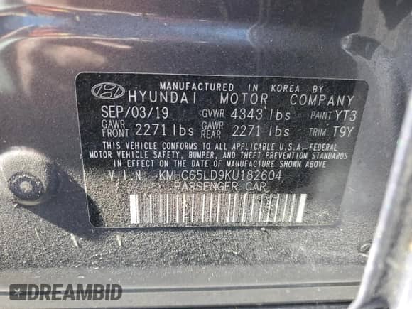 2019 Hyundai Ioniq с VIN KMHC65LD9KU182604, выставлен на аукционе Copart как лот 63783075 с пробегом 113 443 миль миль и Списание • Salvage title. История ставок и продаж доступна на DreamBid. Изображение 12.