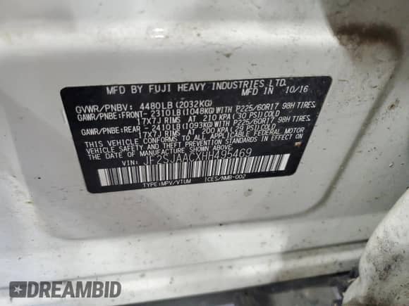 2017 Subaru Forester with VIN JF2SJAACXHH495469, listed as a Copart auction lot 81145905 with 126,792 mi miles and Salvage title. Bid and sale history available at DreamBid. Image 13.