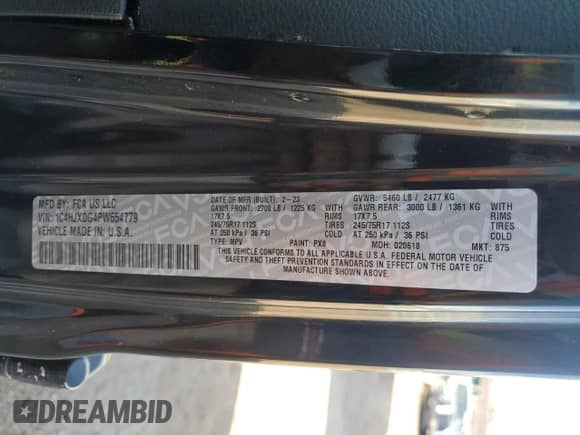 2023 Jeep Wrangler Willys с VIN 1C4HJXDG4PW654779, выставлен на аукционе Copart как лот 81310855 с пробегом 36 055 миль миль и Списание • Salvage title. История ставок и продаж доступна на DreamBid. Изображение 13.