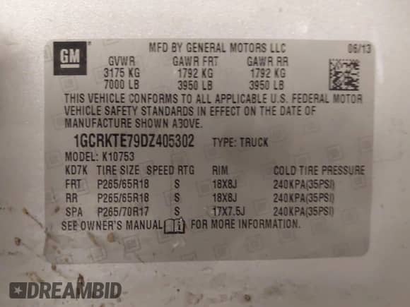 2013 Chevrolet Silverado 1500 LTZ z VIN 1GCRKTE79DZ405302, wystawiony jako IAAI lot #43265445 z przebiegiem 201 919 mil mil oraz . Historia ofert i sprzedaży dostępna na DreamBid. Obrazek 9.