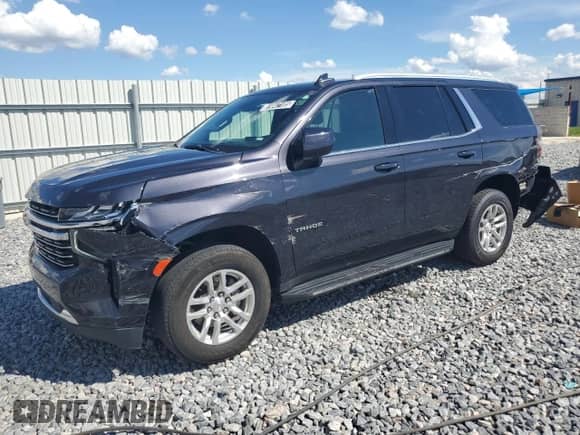 2023 Chevrolet Tahoe LT z VIN 1GNSCNKD6PR436636, wystawiony jako Copart lot #81047185 z przebiegiem 53 553 mil mil oraz Czysty tytuł • Clean title. Historia ofert i sprzedaży dostępna na DreamBid. Obrazek 1.