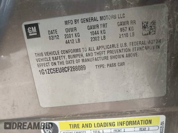 2012 Chevrolet Malibu 1LT z VIN 1G1ZC5EU8CF288089, wystawiony jako IAAI lot #43443742 z przebiegiem 195 894 mil mil oraz . Historia ofert i sprzedaży dostępna na DreamBid. Obrazek 9.