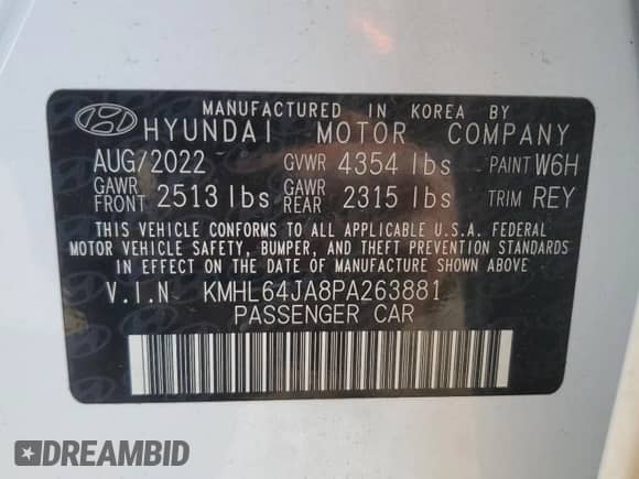 2023 Hyundai Sonata SEL с VIN KMHL64JA8PA263881, выставлен на аукционе Copart как лот 71564925 с пробегом 61 348 миль миль и Списание • Salvage title. История ставок и продаж доступна на DreamBid. Изображение 12.