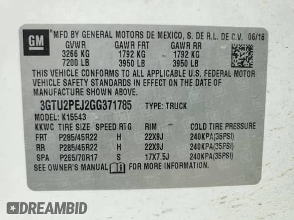 2016 GMC Sierra 1500 Denali z VIN 3GTU2PEJ2GG371785, wystawiony jako Copart lot #81668355 z przebiegiem 82 938 mil mil oraz Szkoda całkowita • Salvage title. Historia ofert i sprzedaży dostępna na DreamBid. Obrazek 12.