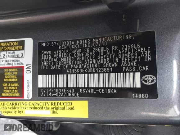 2011 Toyota Camry XLE z VIN 4T1BK3EK0BU123691, wystawiony jako IAAI lot #43228048 z przebiegiem 98 334 mil mil oraz . Historia ofert i sprzedaży dostępna na DreamBid. Obrazek 9.