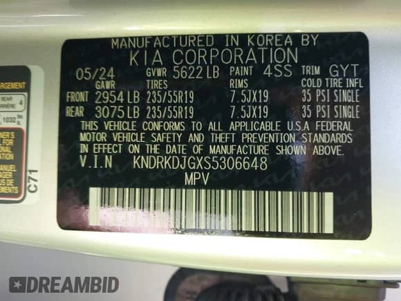 2025 Kia Sorento SX Prestige with VIN KNDRKDJGXS5306648, listed as a IAAI auction lot 42043229 with 11,041 mi miles and . Bid and sale history available at DreamBid. Image 9.