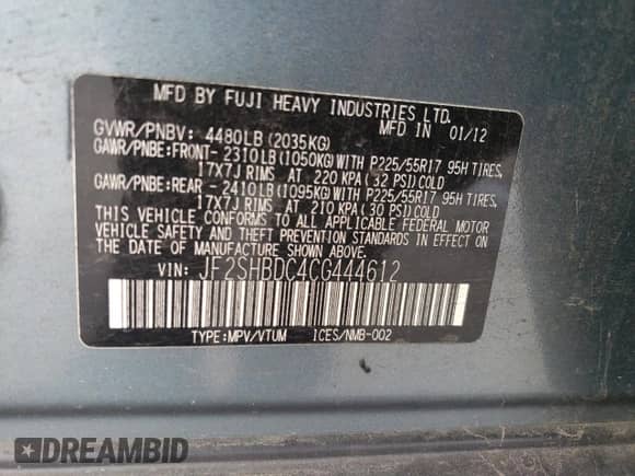 2012 Subaru Forester X Premium z VIN JF2SHBDC4CG444612, wystawiony jako Copart lot #49809885 z przebiegiem 109 953 mil mil oraz Szkoda całkowita • Salvage title. Historia ofert i sprzedaży dostępna na DreamBid. Obrazek 14.