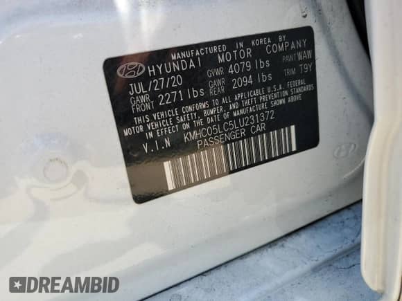 2020 Hyundai Ioniq Limited с VIN KMHC05LC5LU231372, выставлен на аукционе Copart как лот 60318185 с пробегом 73 039 миль миль и Списание • Salvage title. История ставок и продаж доступна на DreamBid. Изображение 12.