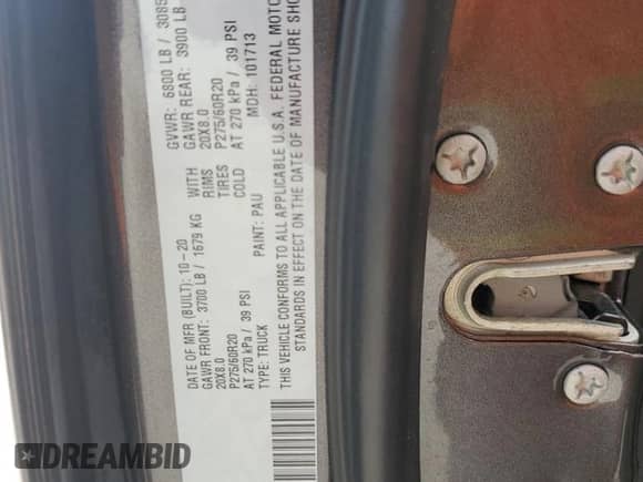 2020 Ram 1500 Express z VIN 3C6RR6KG4LG300996, wystawiony jako Copart lot #79416664 z przebiegiem Nie podano mil oraz Nie do naprawy • Non repairable. Historia ofert i sprzedaży dostępna na DreamBid. Obrazek 14.