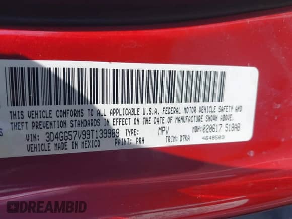 2009 Dodge Journey SXT с VIN 3D4GG57V99T139989, выставлен на аукционе IAAI как лот 43140060 с пробегом 199 256 миль миль и . История ставок и продаж доступна на DreamBid. Изображение 9.