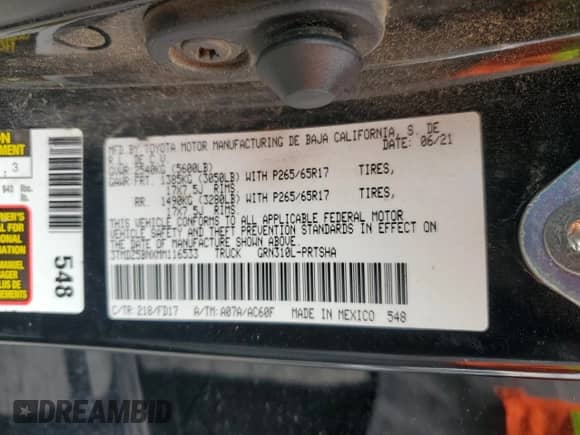 2021 Toyota Tacoma SR5 с VIN 3TMDZ5BNXMM116533, выставлен на аукционе Copart как лот 65466385 с пробегом 79 077 миль миль и Списание • Salvage title. История ставок и продаж доступна на DreamBid. Изображение 12.