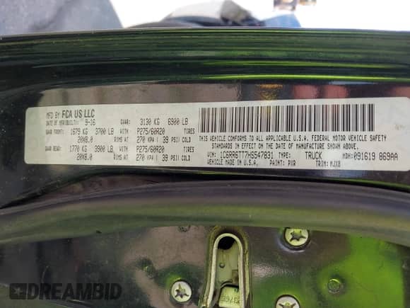 2017 Ram 1500 Big Horn с VIN 1C6RR6TT7HS547831, выставлен на аукционе IAAI как лот 43470355 с пробегом 110 954 миль миль и . История ставок и продаж доступна на DreamBid. Изображение 9.