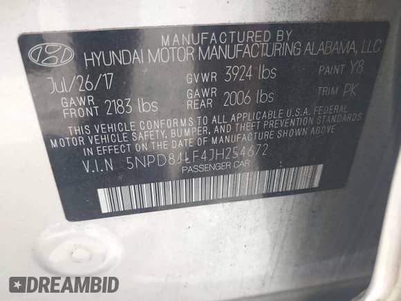 2018 Hyundai Elantra SEL with VIN 5NPD84LF4JH254672, listed as a IAAI auction lot 42847695 with 146,108 mi miles and . Bid and sale history available at DreamBid. Image 9.