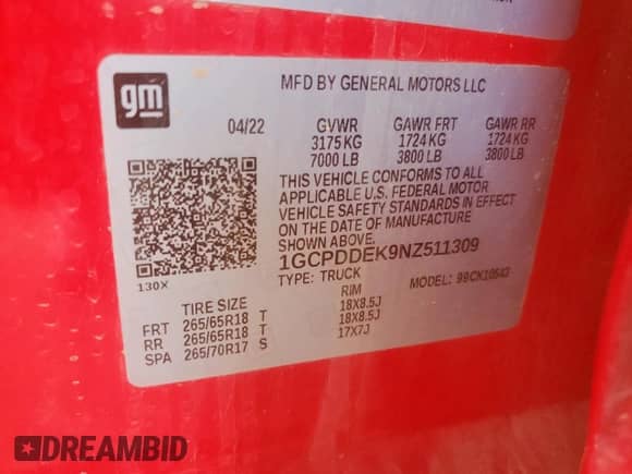 2022 Chevrolet Silverado 1500 LT with VIN 1GCPDDEK9NZ511309, listed as a Copart auction lot 62285435 with 68,261 mi miles and Clean title. Bid and sale history available at DreamBid. Image 13.