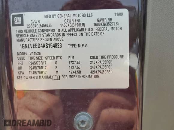 2010 Chevrolet Traverse LS с VIN 1GNLVEED4AS154828, выставлен на аукционе Copart как лот 59695075 с пробегом 176 727 миль миль и Списание • Salvage title. История ставок и продаж доступна на DreamBid. Изображение 14.