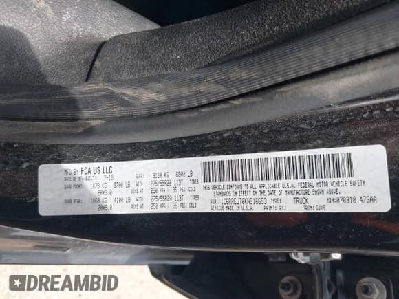 2019 Ram 1500 Laramie with VIN 1C6RREJT0KN916693, listed as a IAAI auction lot 42386221 with 137,499 mi miles and . Bid and sale history available at DreamBid. Image 9.