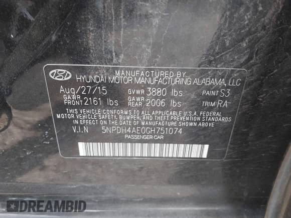 2016 Hyundai Elantra SE с VIN 5NPDH4AE0GH751074, выставлен на аукционе IAAI как лот 43398892 с пробегом 152 558 миль миль и . История ставок и продаж доступна на DreamBid. Изображение 9.