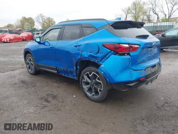 2020 Chevrolet Blazer RS with VIN 3GNKBKRSXLS696602, listed as a IAAI auction lot 41954755 with 34,759 mi miles and . Bid and sale history available at DreamBid. Image 3.