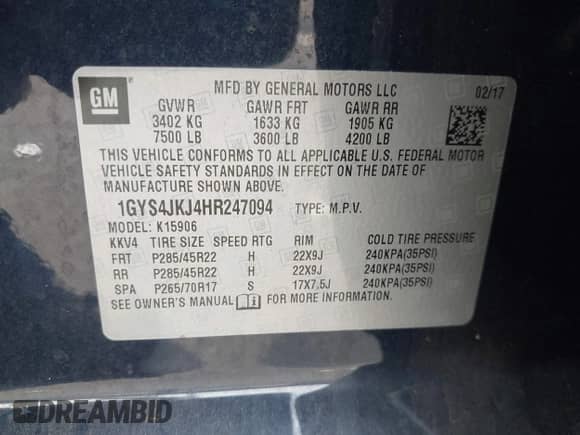 2017 Cadillac Escalade ESV Premium Luxury с VIN 1GYS4JKJ4HR247094, выставлен на аукционе IAAI как лот 42475908 с пробегом 116 610 миль миль и . История ставок и продаж доступна на DreamBid. Изображение 9.