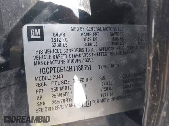 2017 Chevrolet Colorado 4WD LT с VIN 1GCPTCE14H1188651, выставлен на аукционе IAAI как лот 42219742 с пробегом 114 907 миль миль и . История ставок и продаж доступна на DreamBid. Изображение 9.