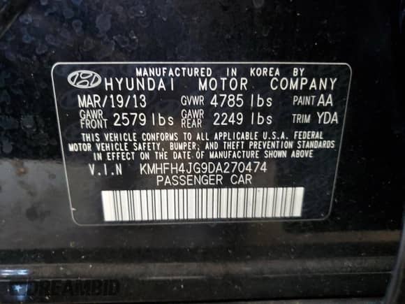 2013 Hyundai Azera с VIN KMHFH4JG9DA270474, выставлен на аукционе Copart как лот 81217725 с пробегом 121 153 миль миль и Списание • Salvage title. История ставок и продаж доступна на DreamBid. Изображение 12.