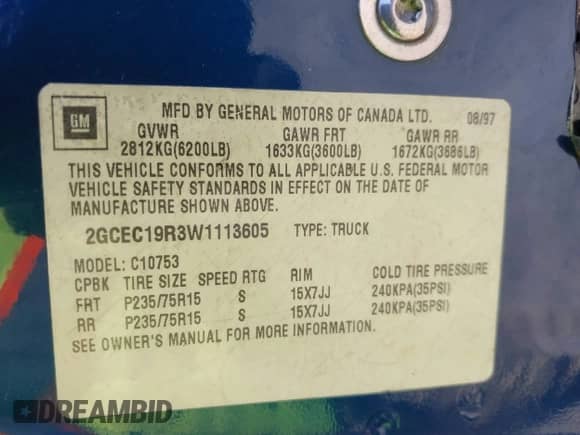 1998 Chevrolet Silverado 1500 z VIN 2GCEC19R3W1113605, wystawiony jako IAAI lot #43085580 z przebiegiem 378 005 mil mil oraz . Historia ofert i sprzedaży dostępna na DreamBid. Obrazek 9.