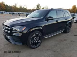 2021 Mercedes-Benz GLS 580 with VIN 4JGFF8GE3MA411087, listed as a Copart auction lot 76354664 with 28,528 mi miles and Salvage title. Bid and sale history available at DreamBid. Image 1.