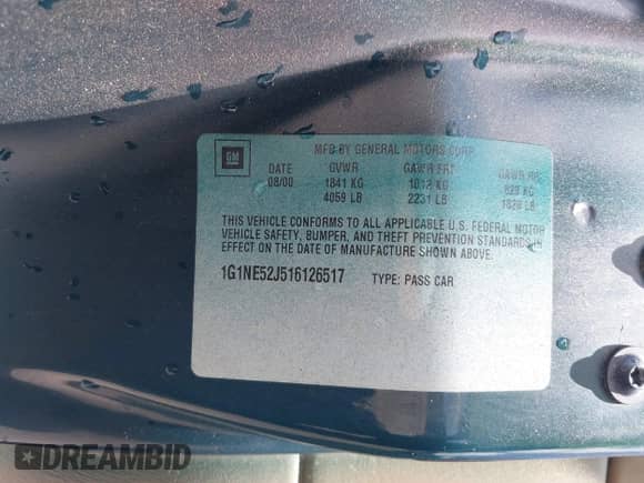 2001 Chevrolet Malibu LS с VIN 1G1NE52J516126517, выставлен на аукционе IAAI как лот 42750898 с пробегом 159 746 миль миль и . История ставок и продаж доступна на DreamBid. Изображение 9.