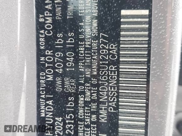 2025 Hyundai Elantra Limited with VIN KMHLN4DJ6SU129277, listed as a Copart auction lot 71891185 with 4,037 mi miles and Salvage title. Bid and sale history available at DreamBid. Image 12.