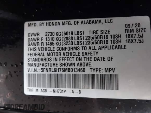 2021 Honda Odyssey EX-L с VIN 5FNRL6H76MB013460, выставлен на аукционе IAAI как лот 43279708 с пробегом 80 057 миль миль и . История ставок и продаж доступна на DreamBid. Изображение 9.