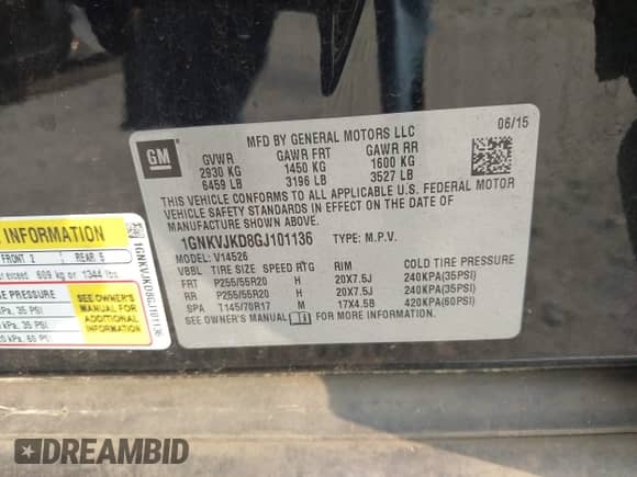 2016 Chevrolet Traverse LTZ с VIN 1GNKVJKD8GJ101136, выставлен на аукционе IAAI как лот 42910316 с пробегом 124 172 миль миль и . История ставок и продаж доступна на DreamBid. Изображение 9.