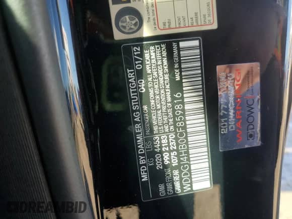 2012 Mercedes-Benz C 250 с VIN WDDGJ4HB0CF859816, выставлен на аукционе Copart как лот 81598075 с пробегом 105 485 миль миль и Списание • Salvage title. История ставок и продаж доступна на DreamBid. Изображение 12.