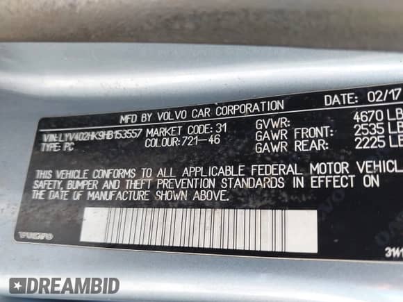 2017 Volvo S60 Inscription с VIN LYV402HK9HB153557, выставлен на аукционе IAAI как лот 42678809 с пробегом 108 961 миль миль и . История ставок и продаж доступна на DreamBid. Изображение 9.