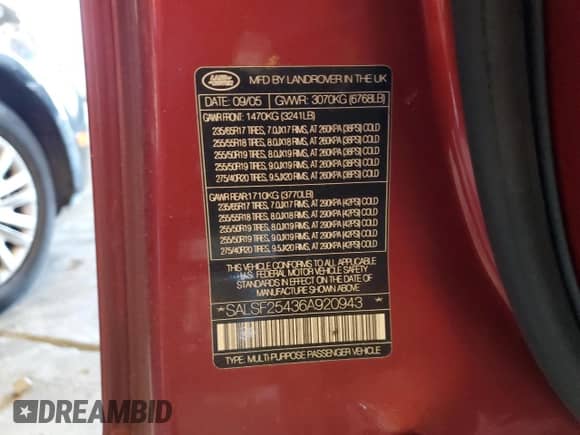 2006 Land Rover Range Rover Sport HSE with VIN SALSF25436A920943, listed as a Copart auction lot 85334765 with 162,653 mi miles and Clean title. Bid and sale history available at DreamBid. Image 13.