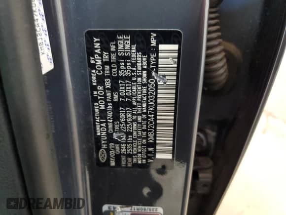 2019 Hyundai Tucson SE z VIN KM8J2CA47KU032050, wystawiony jako Copart lot #69755225 z przebiegiem 91 845 mil mil oraz Szkoda całkowita • Salvage title. Historia ofert i sprzedaży dostępna na DreamBid. Obrazek 13.