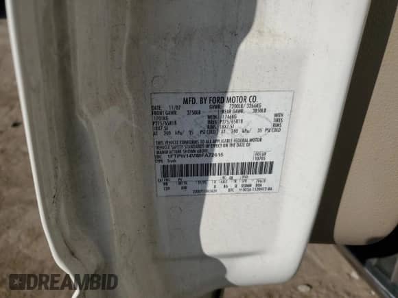 2008 Ford F-150 XLT with VIN 1FTPW14V88FA72615, listed as a Copart auction lot 80660905 with 271,433 mi miles and Salvage title. Bid and sale history available at DreamBid. Image 12.