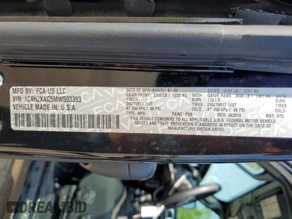 2021 Jeep Wrangler Sport S with VIN 1C4HJXAG5MW503353, listed as a Copart auction lot 62484705 with 29,801 mi miles and Salvage title. Bid and sale history available at DreamBid. Image 14.