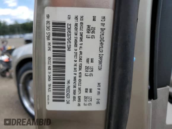 2006 Chrysler 300 Touring с VIN 2C3KA53G76H515940, выставлен на аукционе Copart как лот 70494475 с пробегом 181 327 миль миль и Списание • Salvage title. История ставок и продаж доступна на DreamBid. Изображение 12.