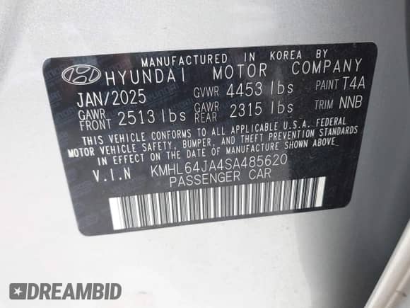 2025 Hyundai Sonata SEL z VIN KMHL64JA4SA485620, wystawiony jako IAAI lot #43387929 z przebiegiem 14 958 mil mil oraz . Historia ofert i sprzedaży dostępna na DreamBid. Obrazek 9.